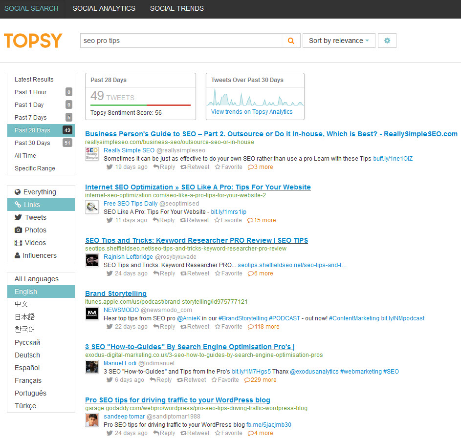 use topsy to get blog post ideas